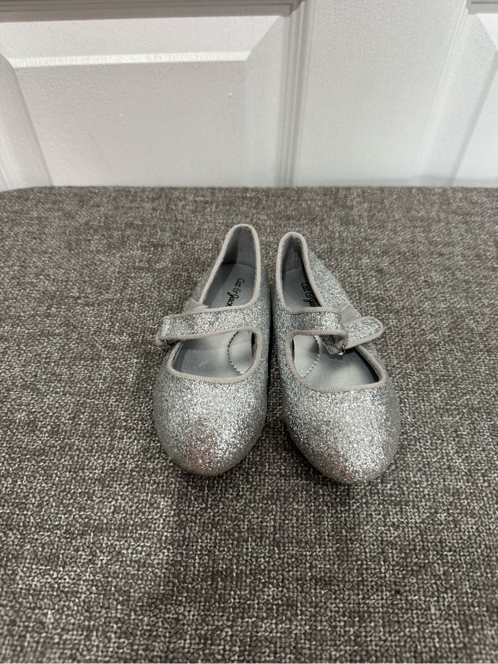 Cat & Jack Silver Glitter Mary Jane Shoes